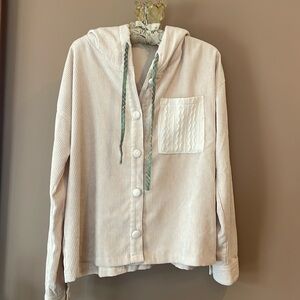 Hem & Thread Corduroy Top with mixed fabric accents- Large